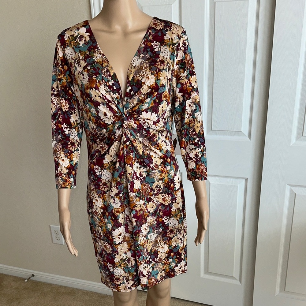 New with tag FOREVER 21 Multicolor Floral Long Sleeve Dress Size XL. - Picture 1 of 15
